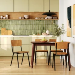 Table rectangulaire 4 personnes en bois foncé 120 cm - oman