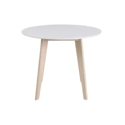 Table ronde blanc et bois d100 cm leena