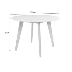 Table ronde blanc et bois d100 cm leena