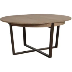Table ronde extensible bois beige -