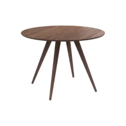 Table ronde 4 personnes en bois foncé finition noyer d105 cm - liwa