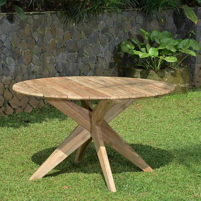 Table ronde teck recyclé d 135 cm sakai