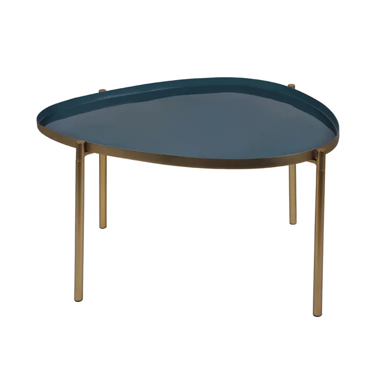 Tables basses gigognes laquées moutarde, bleu canard et bleu (lot de 3) zuria