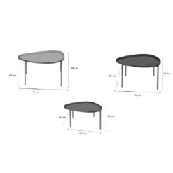 Tables basses gigognes laquées moutarde, bleu canard et bleu (lot de 3) zuria