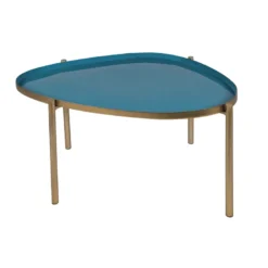 Tables basses gigognes laquées moutarde, bleu canard et bleu (lot de 3) zuria
