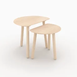 Tables gigognes en bois de frêne effet blanchi - montaine