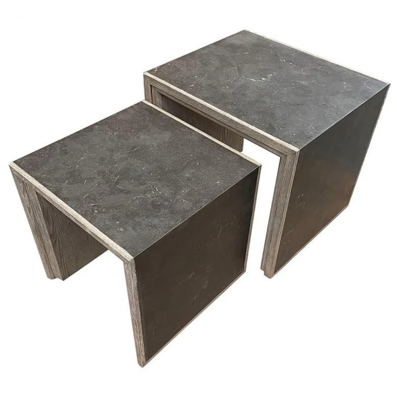 Tables gigognes pierre naturelle noir -