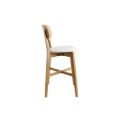 Tabouret de bar bois clair chêne et blanc h65 cm lucia