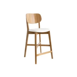 Tabouret de bar bois clair chêne et blanc h65 cm lucia