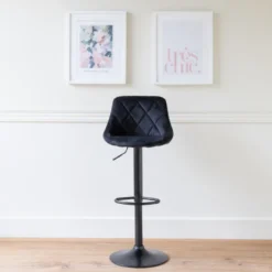 Tabouret de bar en velours noir robin