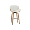 Tabouret de bar pivotant blanc et bois clair 65 cm pivotant 360° walnut
