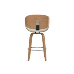 Tabouret de bar pivotant blanc et bois clair 65 cm pivotant 360° walnut