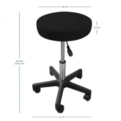 Tabouret rond à roulettes - noir