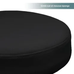 Tabouret rond à roulettes - noir