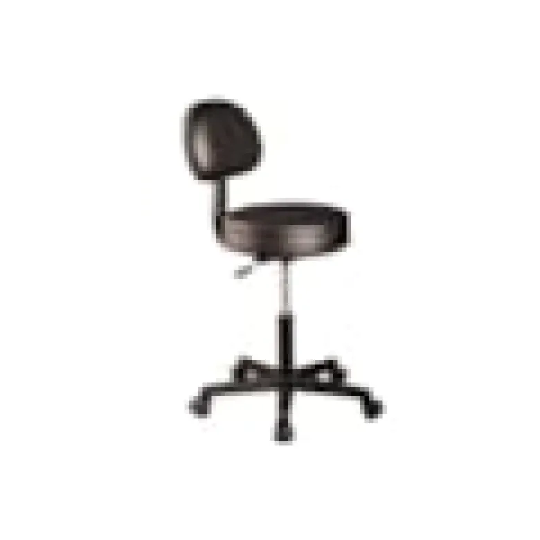 Tabouret à roulettes avec dossier noir