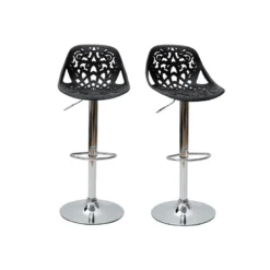 Tabourets de bar avec motif baroque noir (lot de 2) barocca