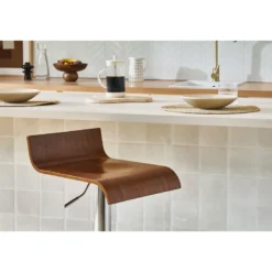 Tabourets de bar bois foncé noyer et acier chromé (lot de 2) surf v2