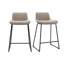 Tabourets de bar en tissu taupe et métal noir h65 cm (lot de 2) boost