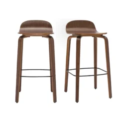 Tabourets de bar noyer h68 cm (lot de 2) obra