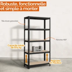 Étagère de stockage, rangement, 5 niveaux
