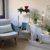 Étagère modulaire pour plantes blanche à 6 plateaux et arrosage automatique