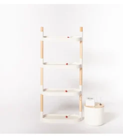 Étagère modulaire pour plantes blanche à 4 plateaux et irrigation automatique