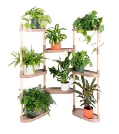 Étagère modulaire pour plantes en couleur écorce de pin à 8 plateaux