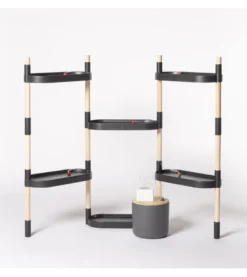 Étagère modulaire pour plantes noire à 6 plateaux et arrosage automatique