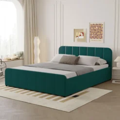 Tampa lit avec coffre de rangement 140x190cm en velours vert
