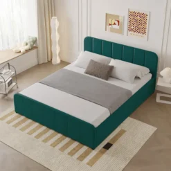 Tampa lit avec coffre de rangement 140x190cm en velours vert