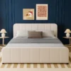 Tampa lit coffre 140x190cm en velours beige