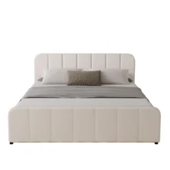 Tampa lit coffre 140x190cm en velours beige