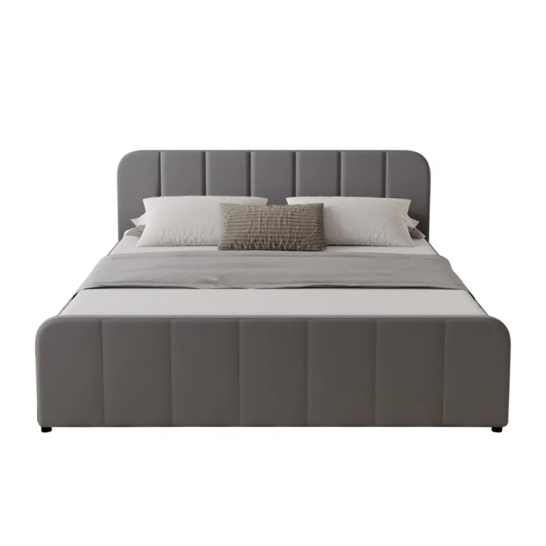 Tampa lit coffre 140x190cm en velours gris