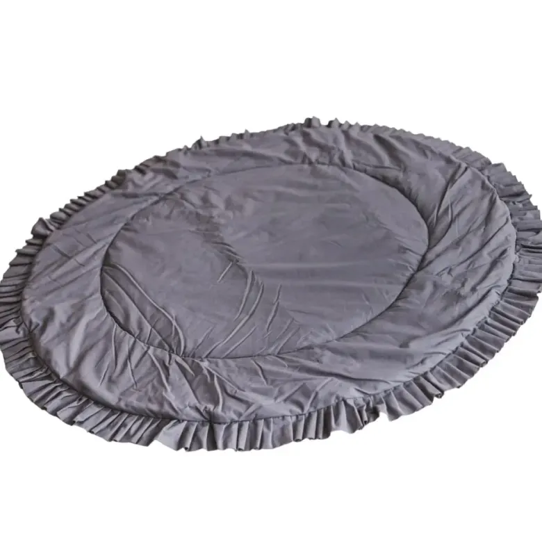 Tapis de jeu avec bordure pour enfant en tissu gris