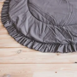 Tapis de jeu avec bordure pour enfant en tissu gris