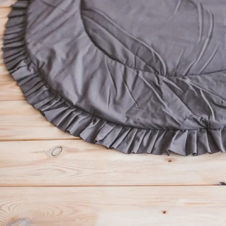 Tapis de jeu avec bordure pour enfant en tissu gris