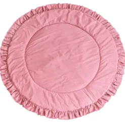 Tapis de jeu pour enfants avec bordure à volants rose