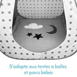 Tapis de sol bébé molletonné 1mx1m gris