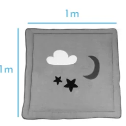 Tapis de sol bébé molletonné 1mx1m gris