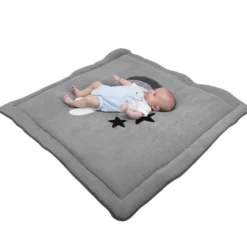 Tapis de sol bébé molletonné 1mx1m gris