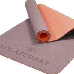 Tapis de yoga beige corail tpe + sangle