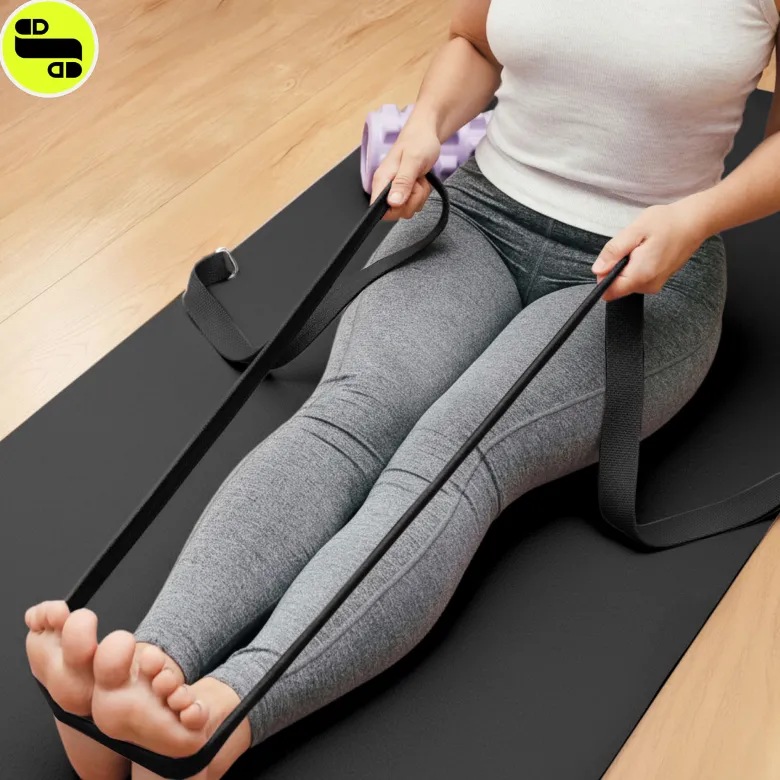 Tapis de yoga et fitness hypermotion nbr 183x61x0,8 cm noir avec sangle