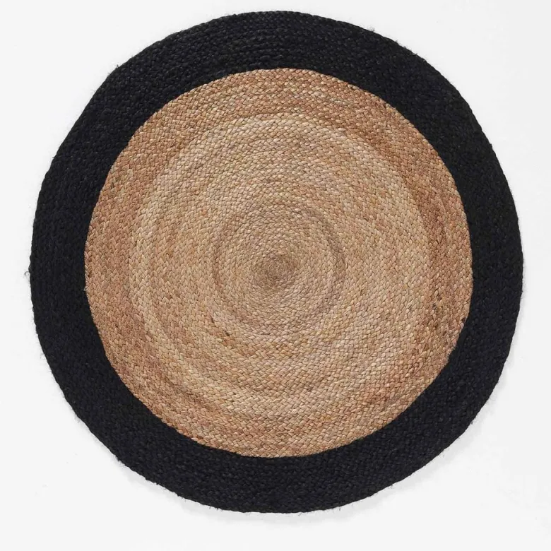 Tapis rond 90 cm jute salem noir