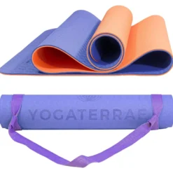 Tapis yoga lavande corail tpe + sangle