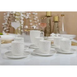 Tasses café 90ml plumetis doré - lot de 6