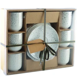 Tasses café 90ml plumetis doré - lot de 6