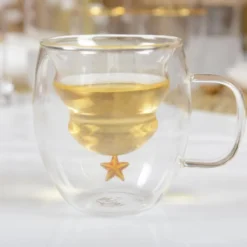 Tasses double paroi étoile dorée 250ml - lot de 2