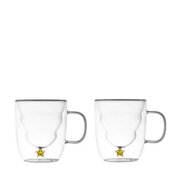 Tasses double paroi étoile dorée 250ml - lot de 2