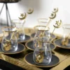 Tasses à thé noir et or - lot de 6
