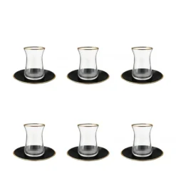 Tasses à thé noir et or - lot de 6